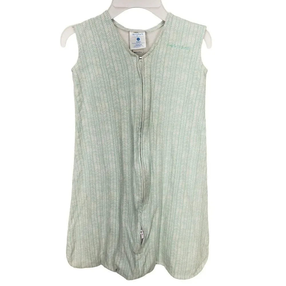 Halo Pale Blue Green Chevron Print Size Medium 6 To 12 Months Inverted Zipper Sl